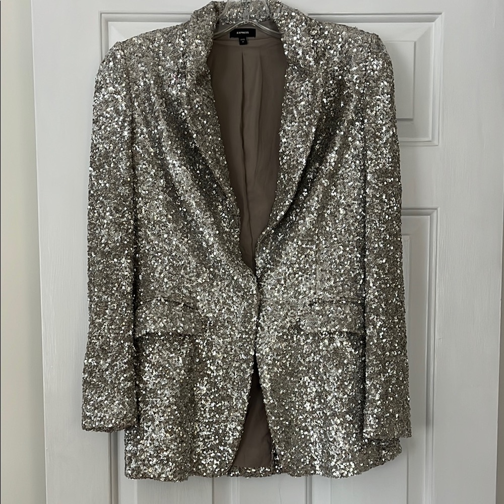 Express NEW Silver Sequin Blazer